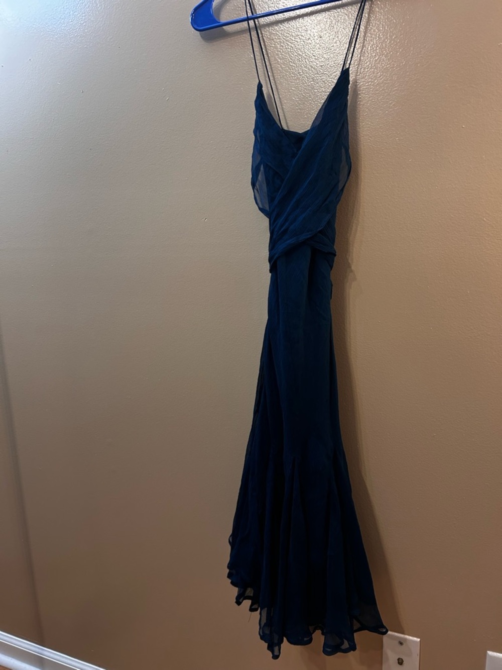 Teal Blue Spaghetti-Strap Evening Dress